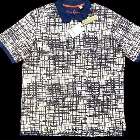 Robert Graham Polo Shirt large Men's Ashworth White Short Sleeve (fits smaller) - Picture 1 of 5